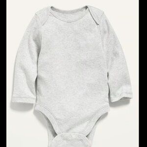 Old Navy - Unisex Long-Sleeve Solid Bodysuit For Baby - Light Heather Gray